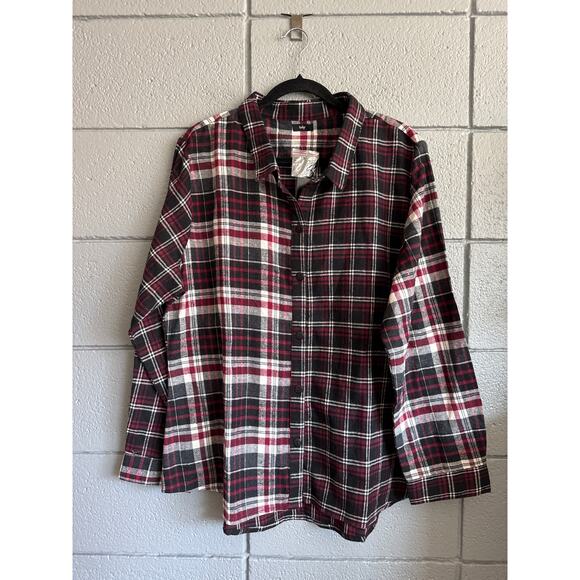 NWT Mismatched Grunge Plaid Button Front Flannel size XL - Picture 3 of 7